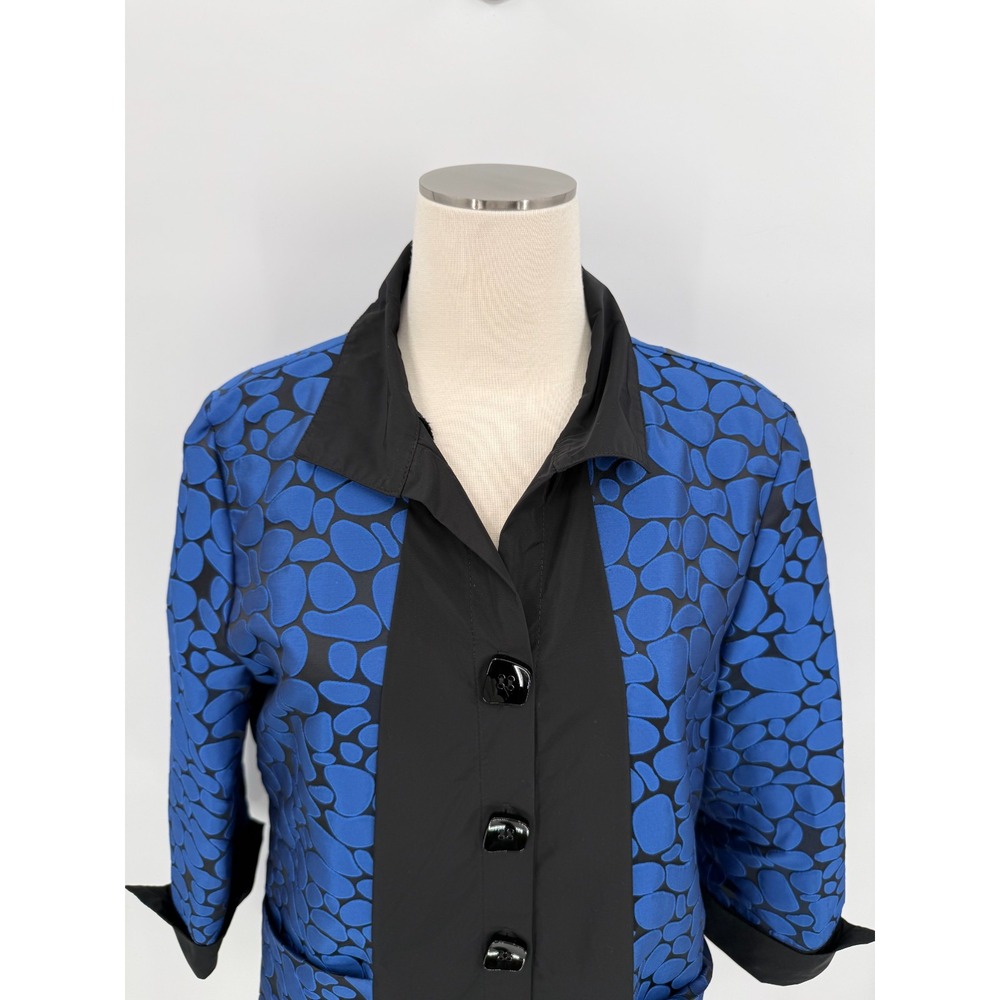 Joseph Ribkoff Womens Pebble Print 3/4 Sleeve Jacket Blouse Size 10 Cocktail Art - Picture 3 of 13